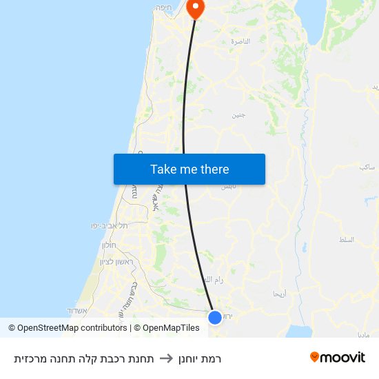 תחנת רכבת קלה תחנה מרכזית to רמת יוחנן map