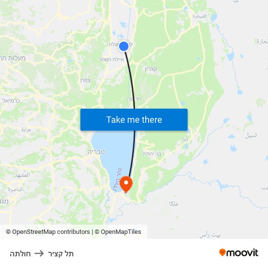 חולתה to תל קציר map