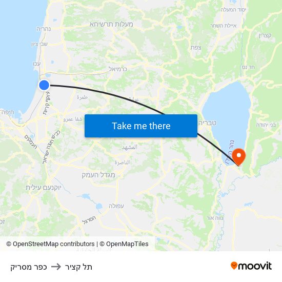 כפר מסריק to תל קציר map