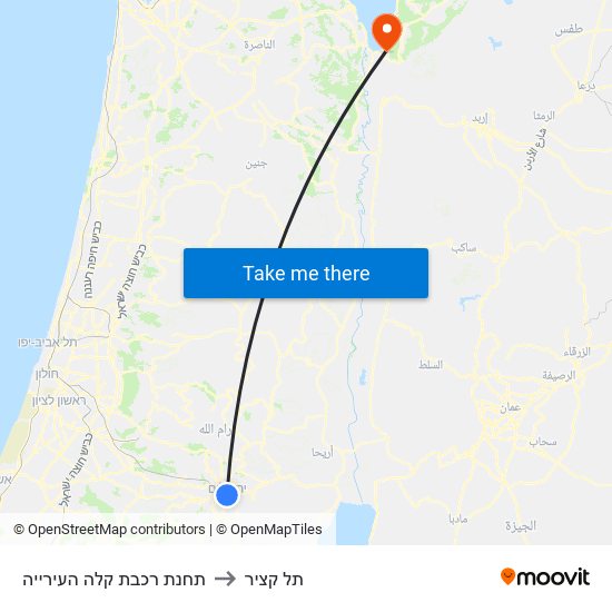 תחנת רכבת קלה העירייה to תל קציר map