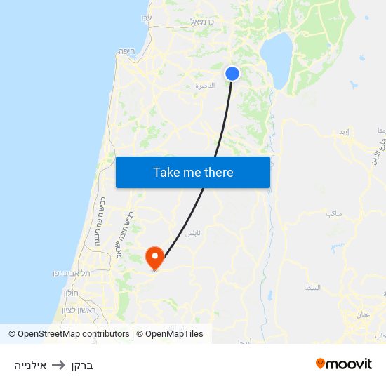 אילנייה to ברקן map