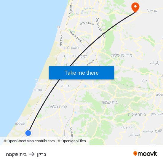 בית שקמה to ברקן map