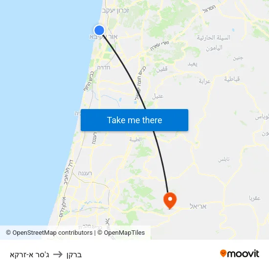 ג'סר א-זרקא to ברקן map