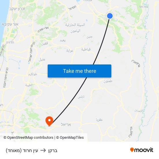 עין חרוד (מאוחד) to ברקן map