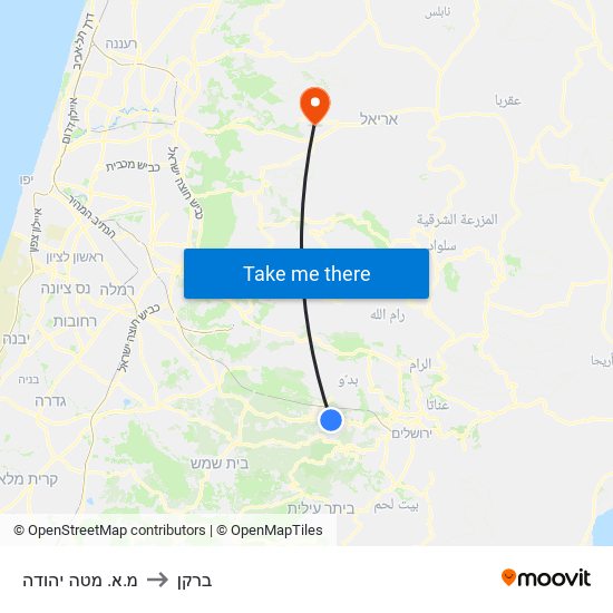 מ.א. מטה יהודה to ברקן map