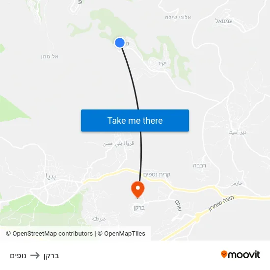 נופים to ברקן map