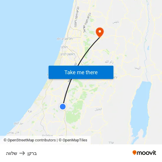 שלווה to ברקן map