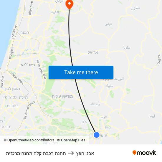 תחנת רכבת קלה תחנה מרכזית to אבני חפץ map