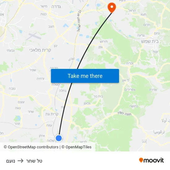 נועם to טל שחר map
