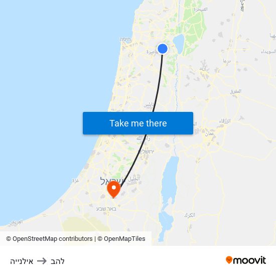 אילנייה to להב map