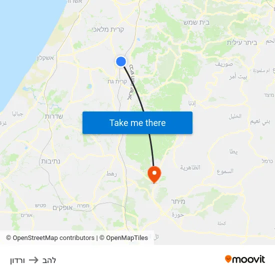 ורדון to להב map
