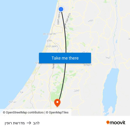 מדרשת רופין to להב map