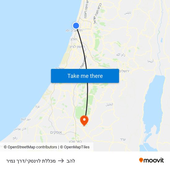 מכללת לוינסקי/דרך נמיר to להב map