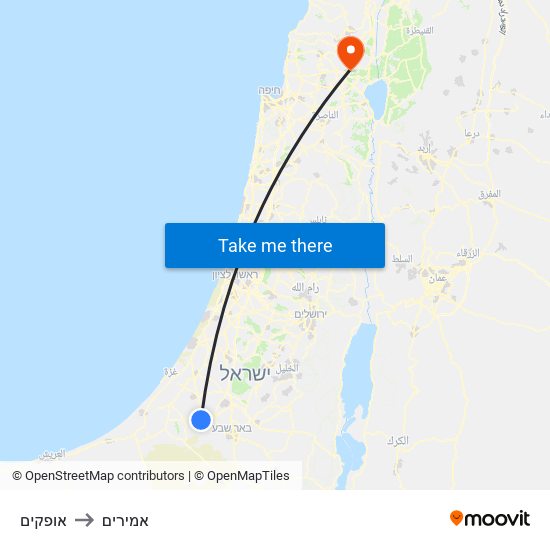 אופקים to אמירים map