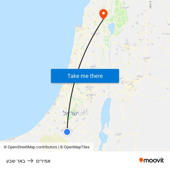 באר שבע to אמירים map