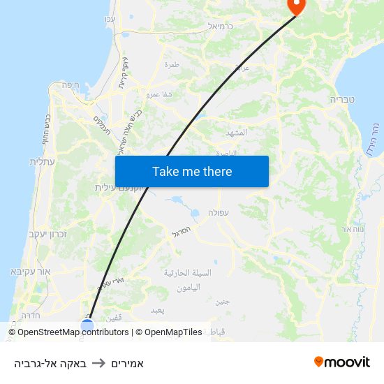 באקה אל-גרביה to אמירים map