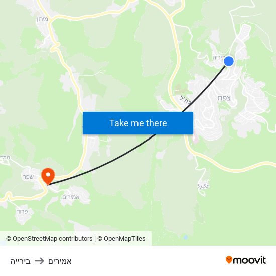 בירייה to אמירים map