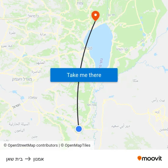 בית שאן to אמנון map