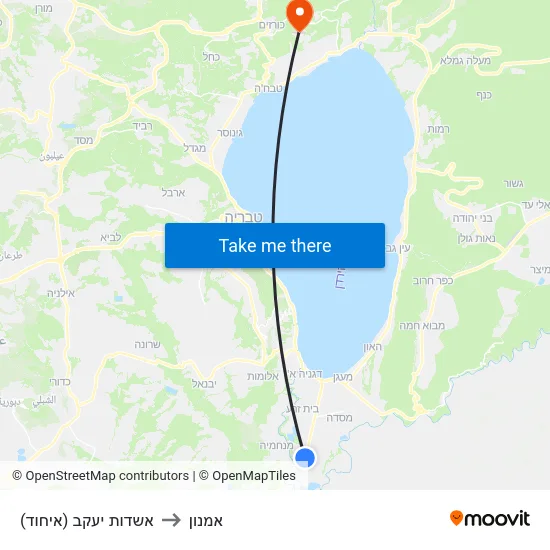 אשדות יעקב (איחוד) to אמנון map