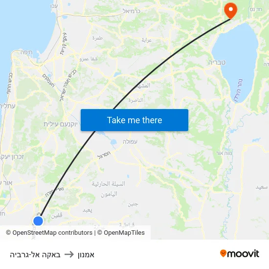 באקה אל-גרביה to אמנון map