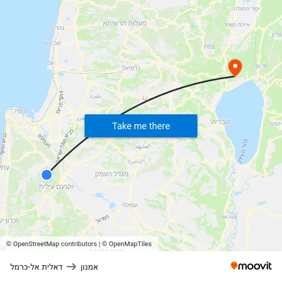 דאלית אל-כרמל to אמנון map