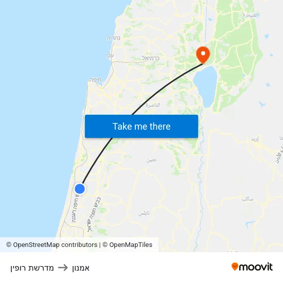 מדרשת רופין to אמנון map