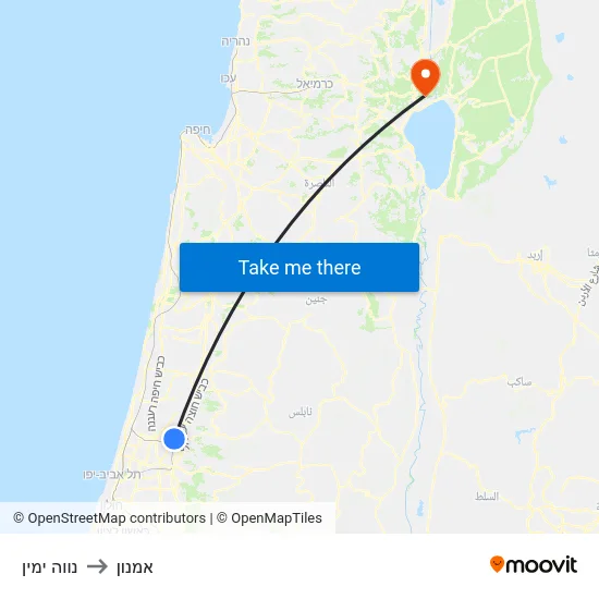 נווה ימין to אמנון map