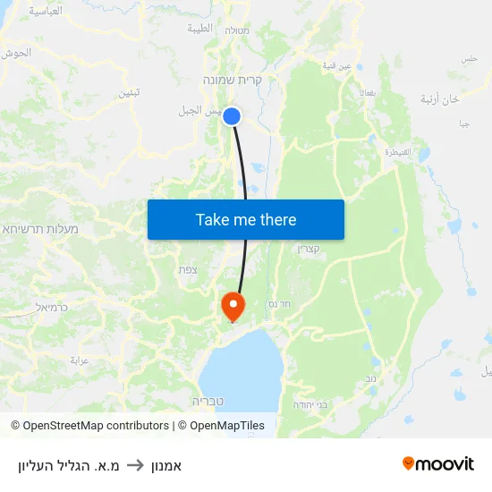 מ.א. הגליל העליון to אמנון map