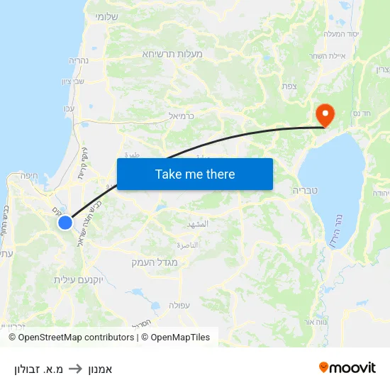 מ.א. זבולון to אמנון map