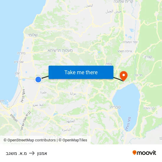 מ.א. משגב to אמנון map