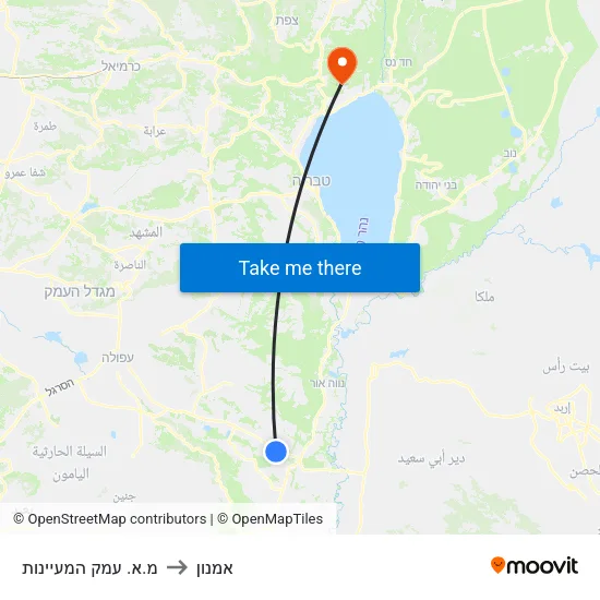 מ.א. עמק המעיינות to אמנון map