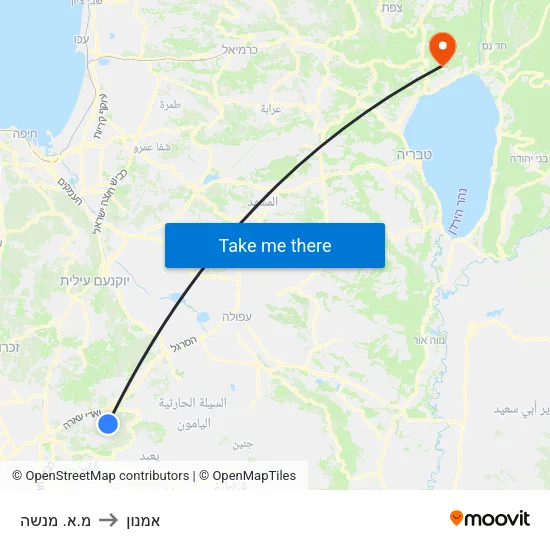מ.א. מנשה to אמנון map