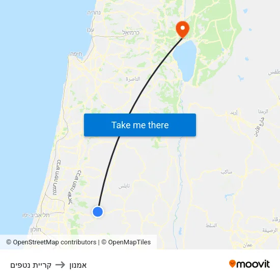 קריית נטפים to אמנון map
