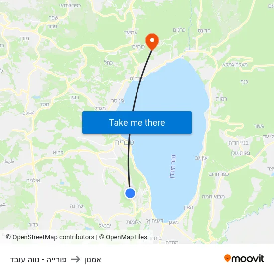פורייה - נווה עובד to אמנון map