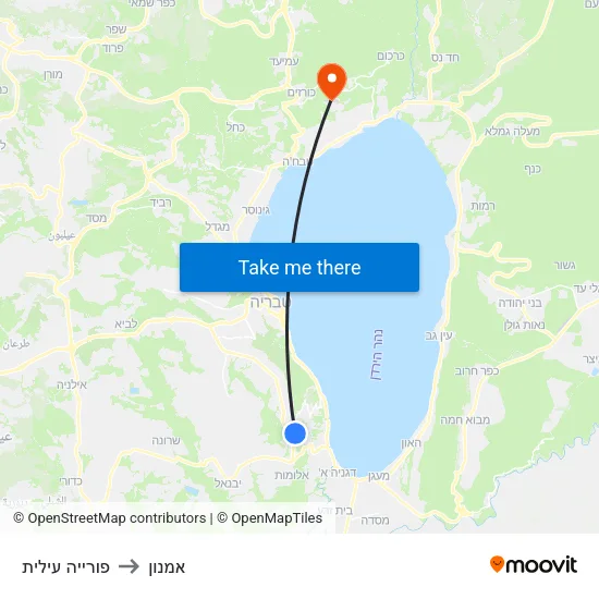 פורייה עילית to אמנון map