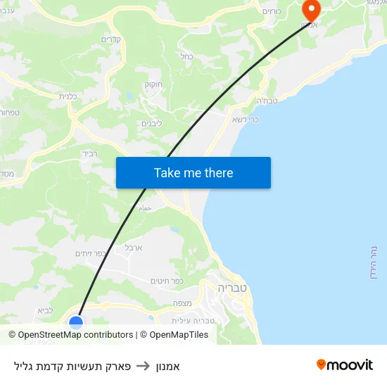 פארק תעשיות קדמת גליל to אמנון map