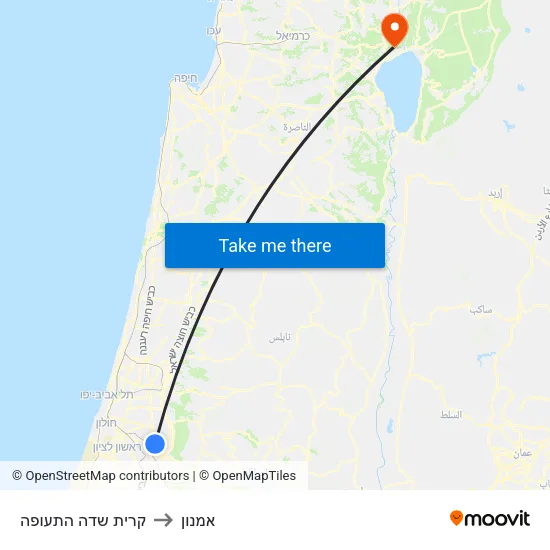 קרית שדה התעופה to אמנון map