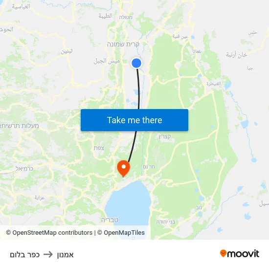 כפר בלום to אמנון map