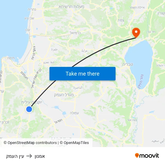 עין העמק to אמנון map