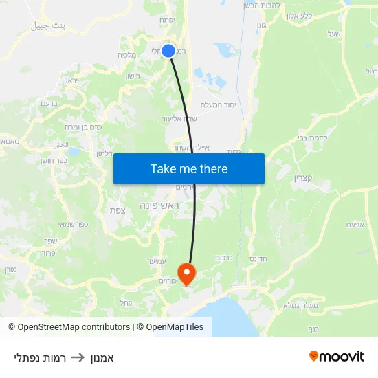 רמות נפתלי to אמנון map