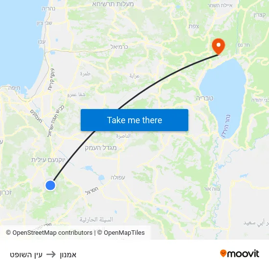 עין השופט to אמנון map