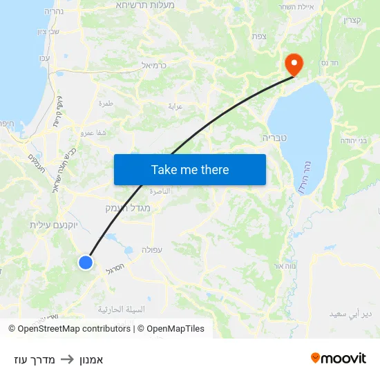 מדרך עוז to אמנון map