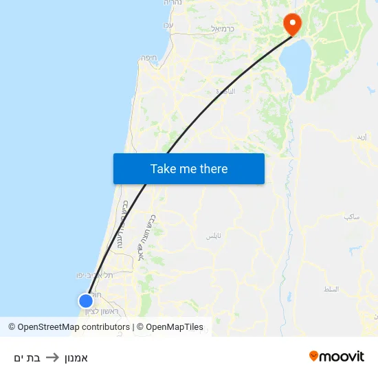 בת ים to אמנון map