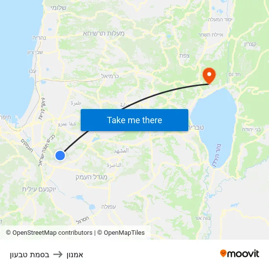 בסמת טבעון to אמנון map