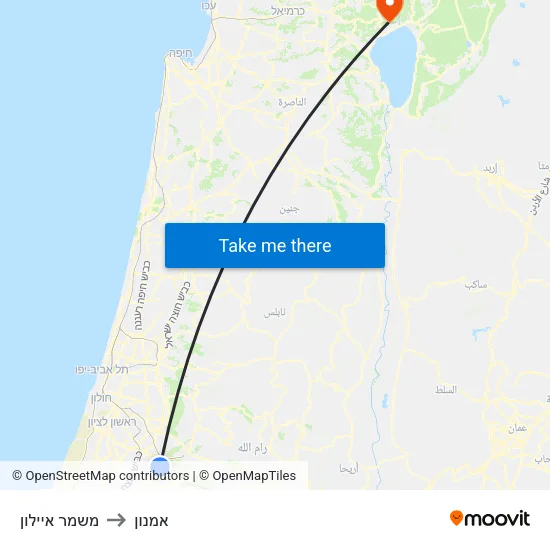 משמר איילון to אמנון map