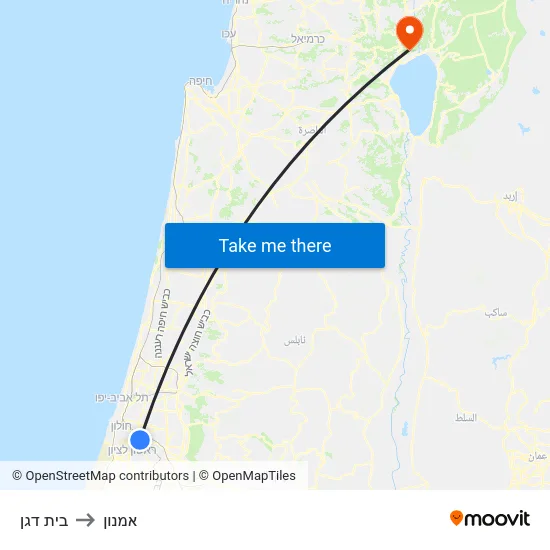 בית דגן to אמנון map