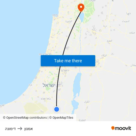 דימונה to אמנון map