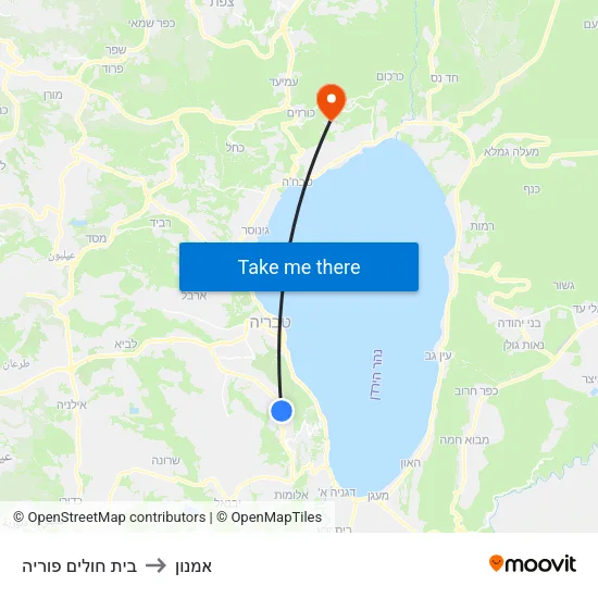 בית חולים פוריה to אמנון map