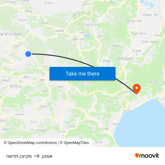פקיעין חדשה to אמנון map