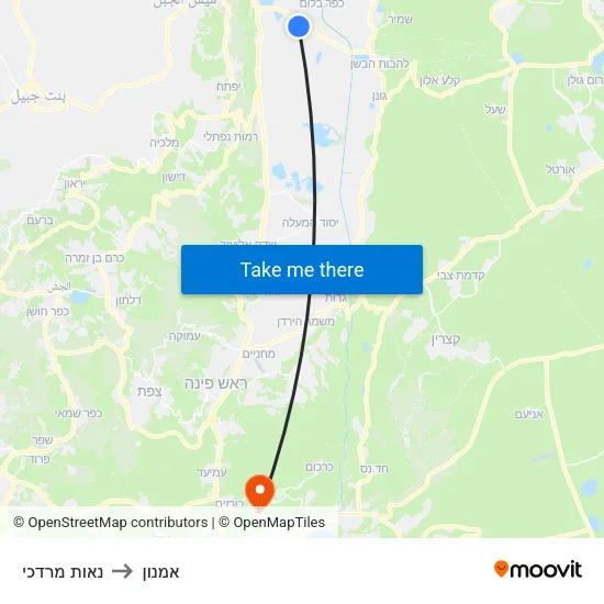 נאות מרדכי to אמנון map